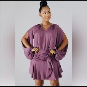 NWT DO+BE Long Sleeve Navy Blue  Ruffle Mini Dress Size Medium